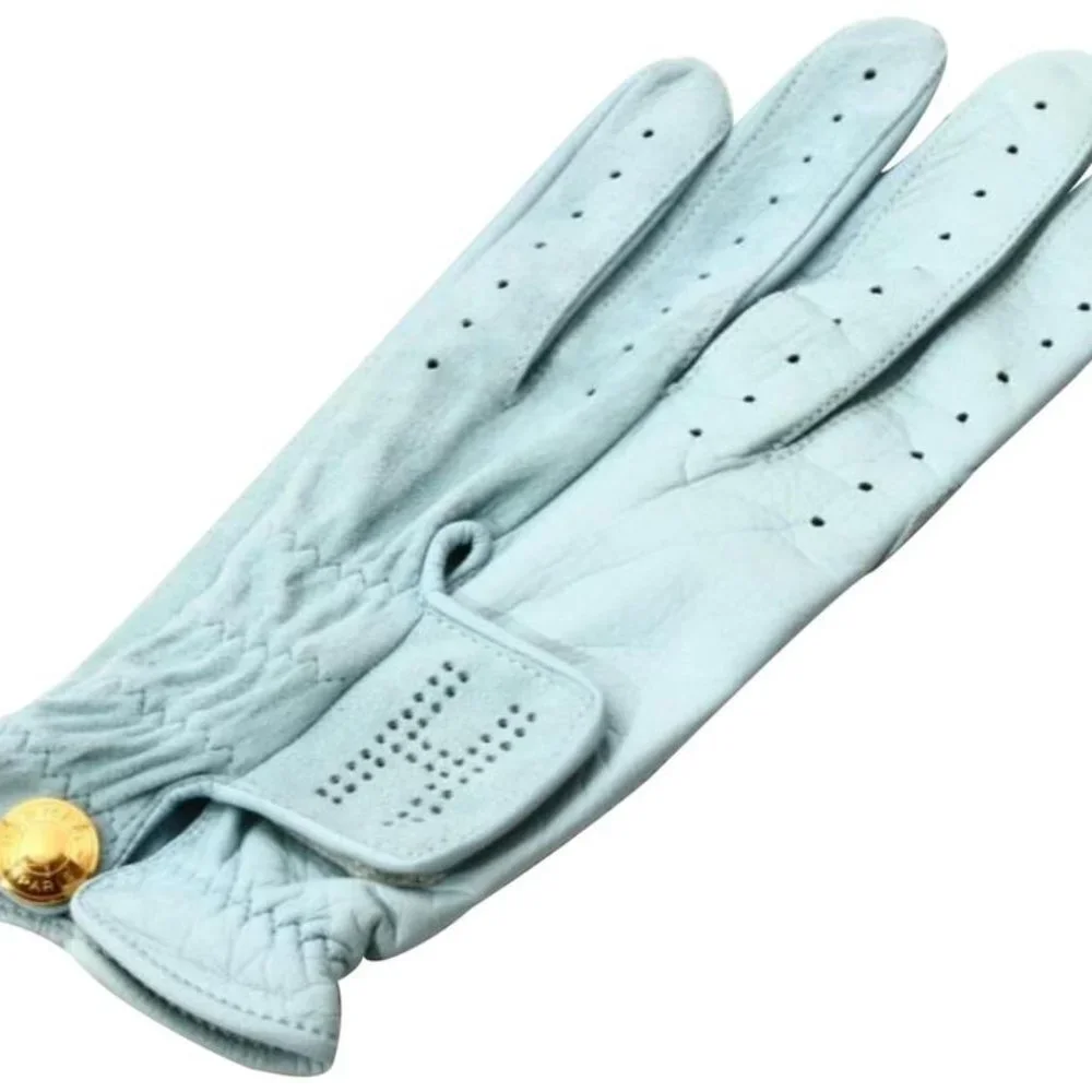 Hermès Sky Blue Leather Golf Driving Glove Size 7